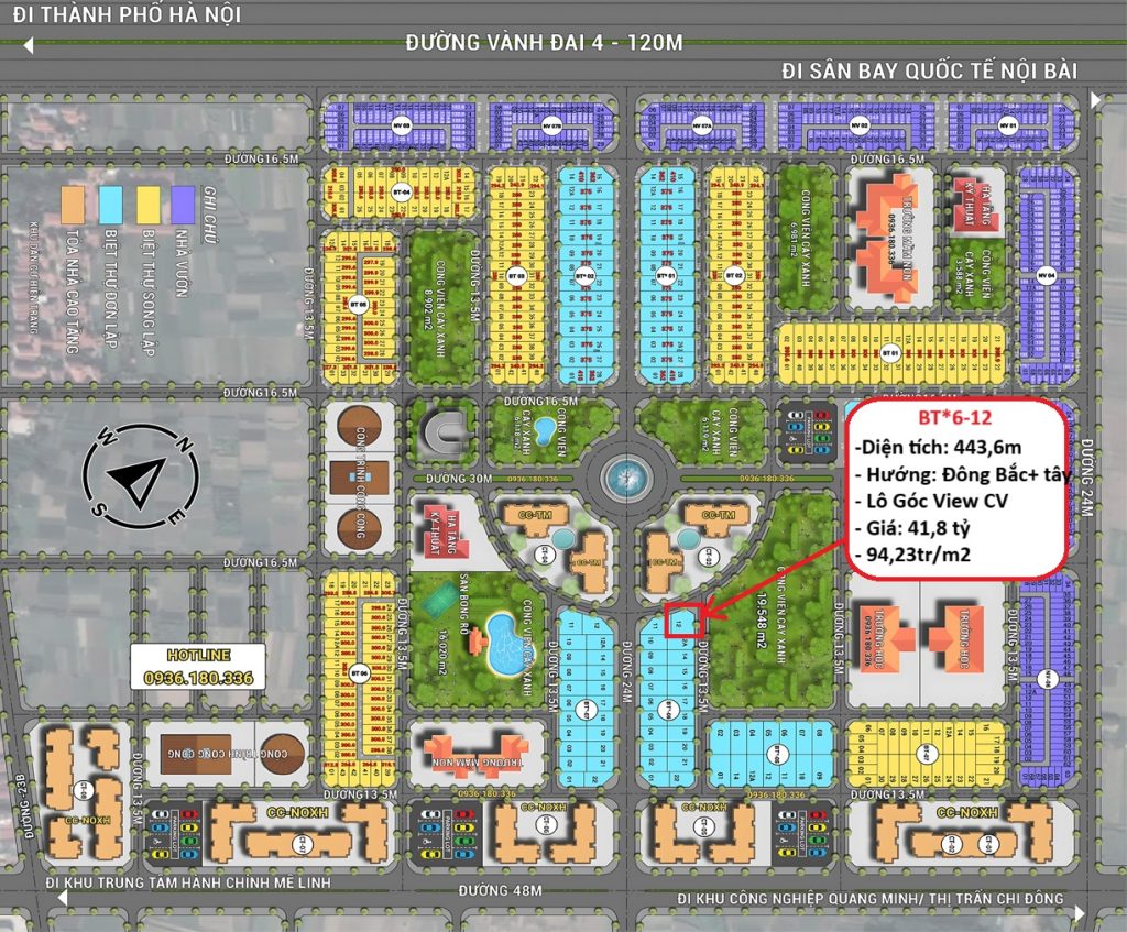 Biệt thự đơn lập Hud Mê Linh