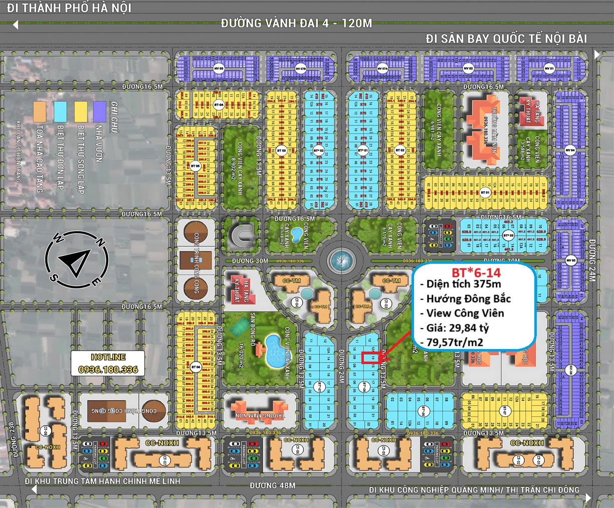 Vị trí lô BT*6-14 Hud Mê Linh