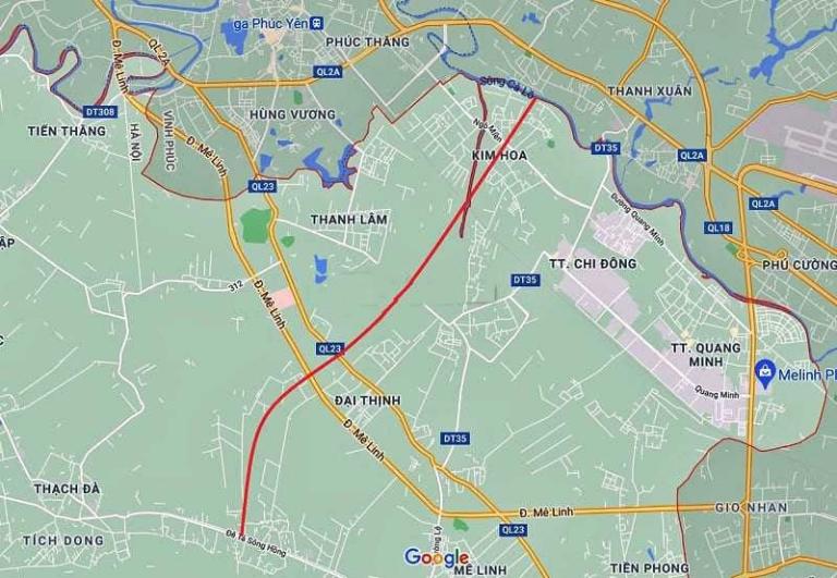 Bản đồ cấu trúc không gian theo quy hoạch tại Mê Linh